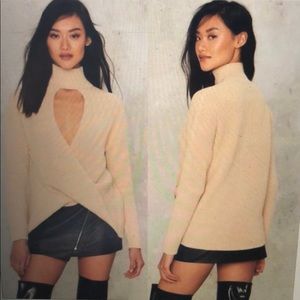 Nasty gal cut across ribbed sweater- oatmeal small
